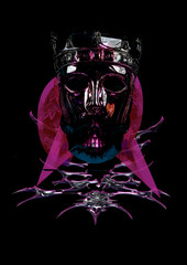 Dark Cyberpunk Surreal Art Collection: Chrome Heart and Neon Initials