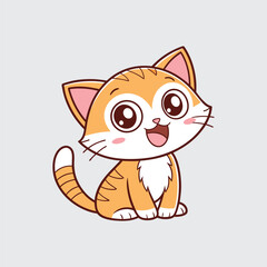 Cute Orange Kitten Cartoon Character Sitting with a Happy Expression Ideal for Children's Illustration and Animal Themed Designs in Vector Format Exactly 200 Characters