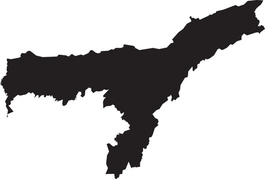 Assam Map Silhouette Isolated State of India