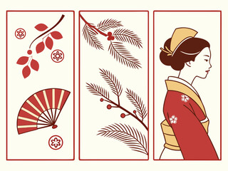 Japanese organized grid of traditional holiday