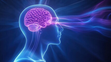 Human Mind Concept with Abstract Brain Visualization