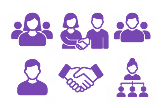 Building professional connections, growing teams, and managing organizational structures with business people icons