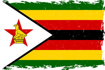 Flag of zimbabwe brush stroke grunge texture