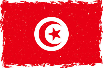 Flag of tunisia brush stroke grunge texture