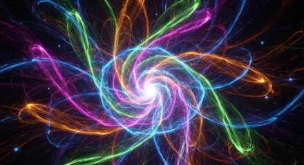 Obraz premium Radiant Spiral of Luminous Plasma Tendrils on a Dark Background.