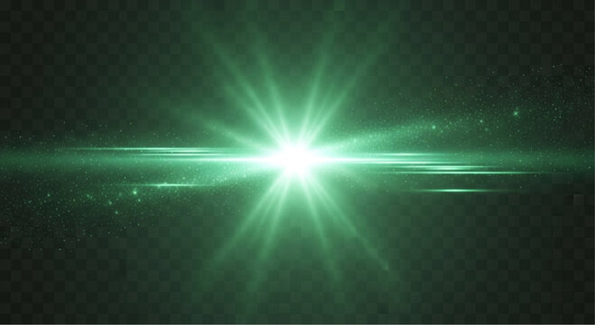 A captivating green light bursts forth in a vibrant display, exuding brilliance and intensity within a dark expanse. vector illustration