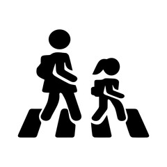 Students walking on crosswalk