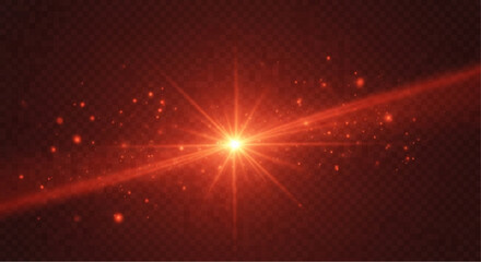 Radiant bright light beam bursting forth with energy in dark red background. vector illustration