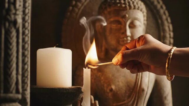 Lighting a Candle Before Buddha: A Moment of Reflection