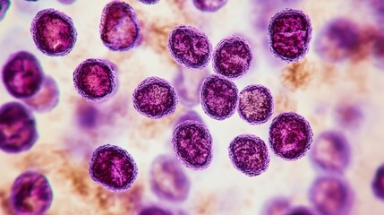 Microscopic View of Colorful Bacteria Cells