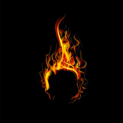 Realistic fire flames and effects set on transparent background