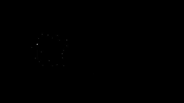 Abstract animation of swirling purple dots and lines on a black background