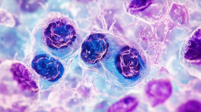 Microscopic View of Colorful Cells and Structures