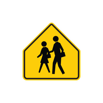 Warning School Zone Children Crossing Sign