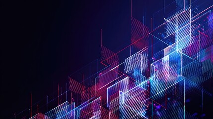 tennessine. Abstract geometric shapes in gradient colors, representing digital network and connectivity. product launch decks, UI/UX mockups, designed for product launches and innovation pitches.