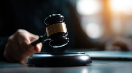 Judge holding gavel and sound block