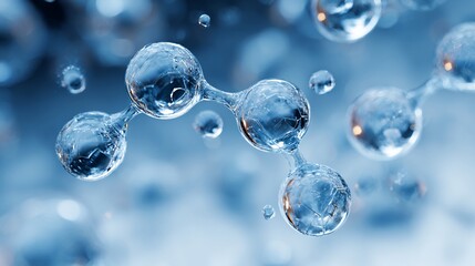 Molecule cluster floating in space, showing H2O concept, for science, research, and data visualization