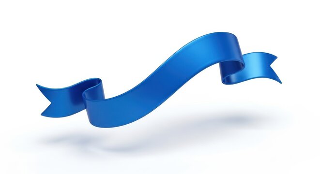 Vibrant blue banner, floating elegantly over a pristine white background showcasing subtle shadows