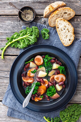 Red kidney bean, potato, kale and sausage soup