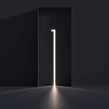 N&uacute;mero 1 iluminado con rayo de luz &mdash; fondo minimalista oscuro, Concepto de liderazgo y primer lugar: 1 brillante en ambiente futurista, l&iacute;nea luminosa en forma de 1 con espacio para texto