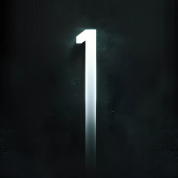 N&uacute;mero 1 iluminado con rayo de luz &mdash; fondo minimalista oscuro, Concepto de liderazgo y primer lugar: 1 brillante en ambiente futurista, l&iacute;nea luminosa en forma de 1 con espacio para texto