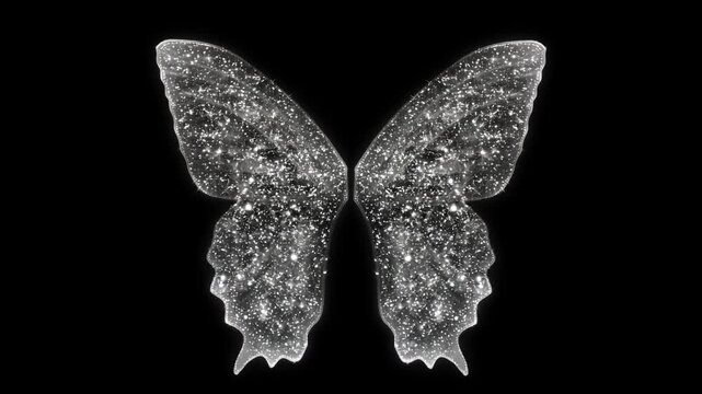 
Fairy angel wings with white sparkles on an isolated blank background. Video overlay for a fairy or fantasy concept.