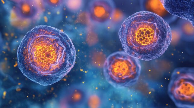 Vibrant Close-Up of Colorful Cellular Structures