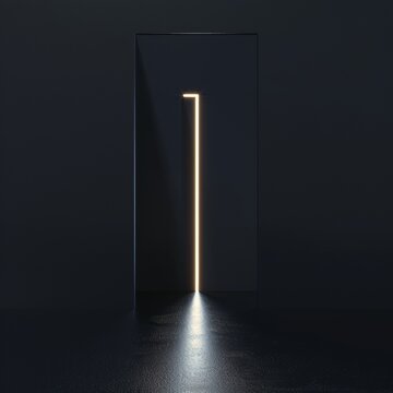 N&uacute;mero 1 iluminado con rayo de luz &mdash; fondo minimalista oscuro, Concepto de liderazgo y primer lugar: 1 brillante en ambiente futurista, l&iacute;nea luminosa en forma de 1 con espacio para texto