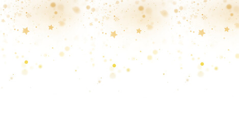 Golden stars and glitter falling from the top isolated on transparent background create a magical and festive atmosphere isolated on trasparent background
