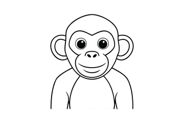 Cute monkey face outline drawing isolated on