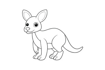 Cute baby kangaroo line art coloring page isolated on