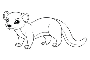 Cute cartoon weasel coloring page for kids isolated on