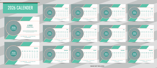 2026 Desk Calendar Template | Clean Minimal Corporate Table Calendar Design | Editable Annual Planner Layout for Business Branding and Printable Office Use