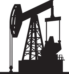 Offshore Oil Rig Silhouette Illustration Energy Extraction and Industrial Technology.
