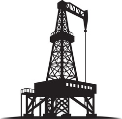 Offshore Oil Rig Silhouette Illustration Energy Extraction and Industrial Technology.

