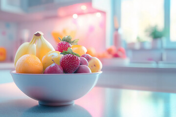 fruit salad in glass bowl