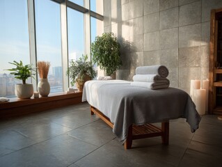 Winter Spa Retreat With Frosted Window Light