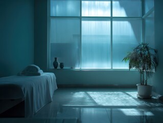 Winter Spa Retreat With Frosted Window Light