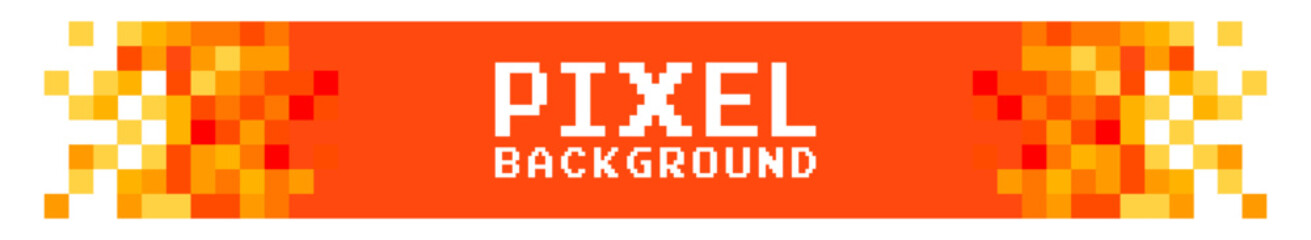 Fototapeta premium Abstract pixel banner with mosaic squares, geometric digital background design, modern graphic rectangle style on transparent background