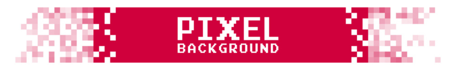 Obraz premium Abstract pixel banner with mosaic squares, geometric digital background design, modern graphic rectangle style on transparent background