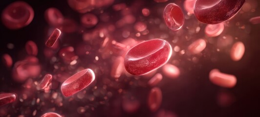 The Red Blood Cells Floating Through Human Bloodstream in Close-Up Medical Illustration