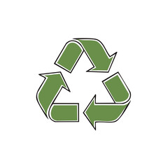 Obraz premium Green recycling symbol graphic with arrows in a triangular loop