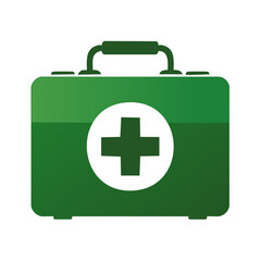 Obraz premium Green first aid kit with medical cross symbol for emergency health care
