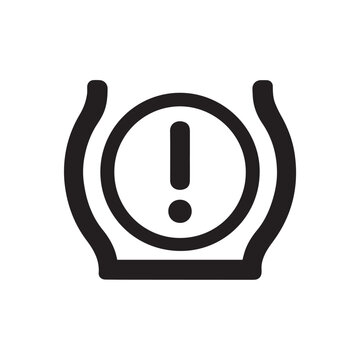 Tire Pressure Warning Light Icon, TPMS Dashboard Indicator Vector.