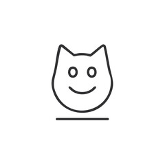 Fototapeta premium Minimalist Smiling Cat Face Outline Icon Cheerful Feline Head Symbol Graphic Element