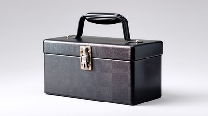 Classic Black Toolbox with Handle and Metal Fastener for Tools, Storage, Organization, Durable Design, Essential for DIY, Crafts, Home Improvement