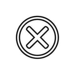 Obraz premium Simple Black Line Drawing of a Cross Icon in a Circle Symbol