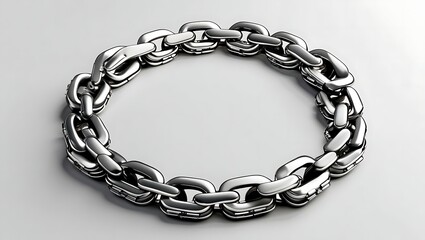 Fototapeta premium Stylish Silver Chain Bracelet Elegant Fashion Jewelry Accessory From Above