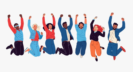 Diverse Group Jumping for Joy - Celebration of Success