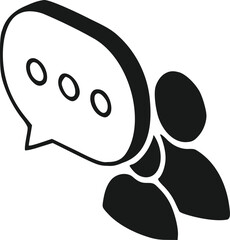 Isometric Communication Icon Featuring Two People Silhouettes Engaged In Dialogue With A Three-Dimensional Speech Bubble Displaying An Ellipsis Symbolizing Ongoing Chat Or Customer Service S